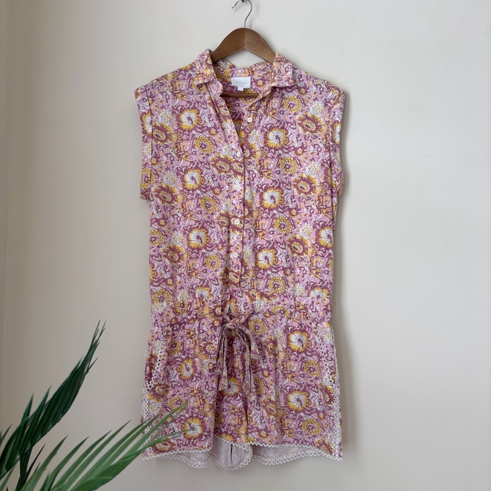 Sundays Vita Pink Floral Belted Romper Large